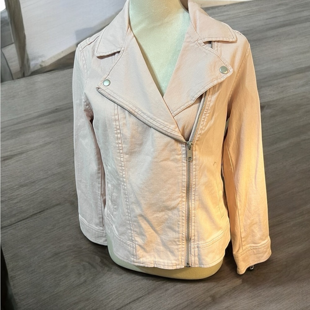 Old Navy Pink Jean Jacket with Asymmetrical Zipper